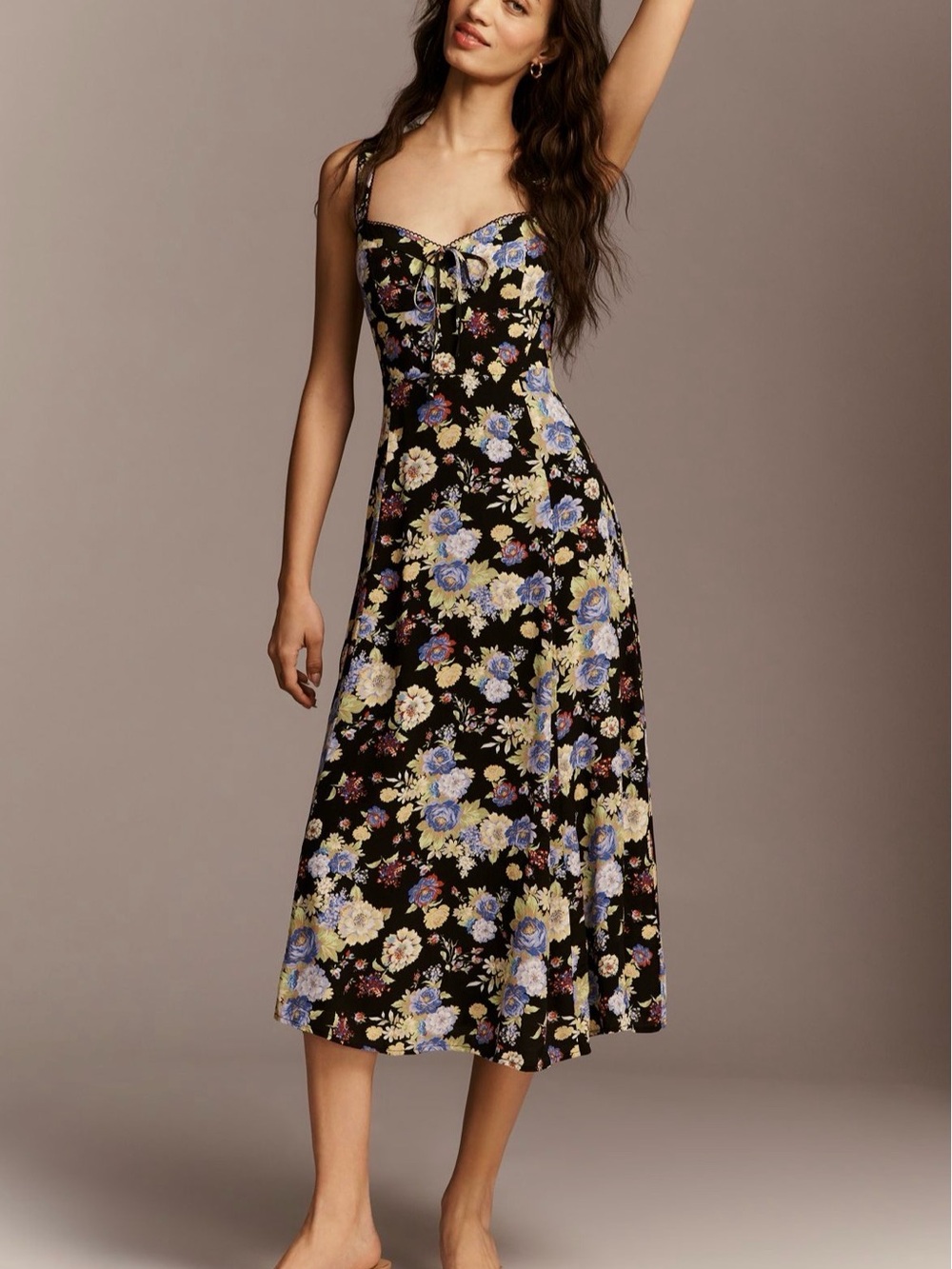 Anthropologie Maeve Sweetheart Printed Midi Dress